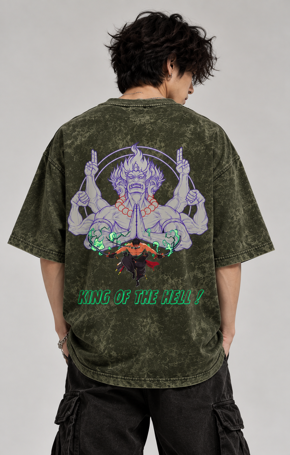 Unisex Zoro drop shoulder oversized T-shirt.
