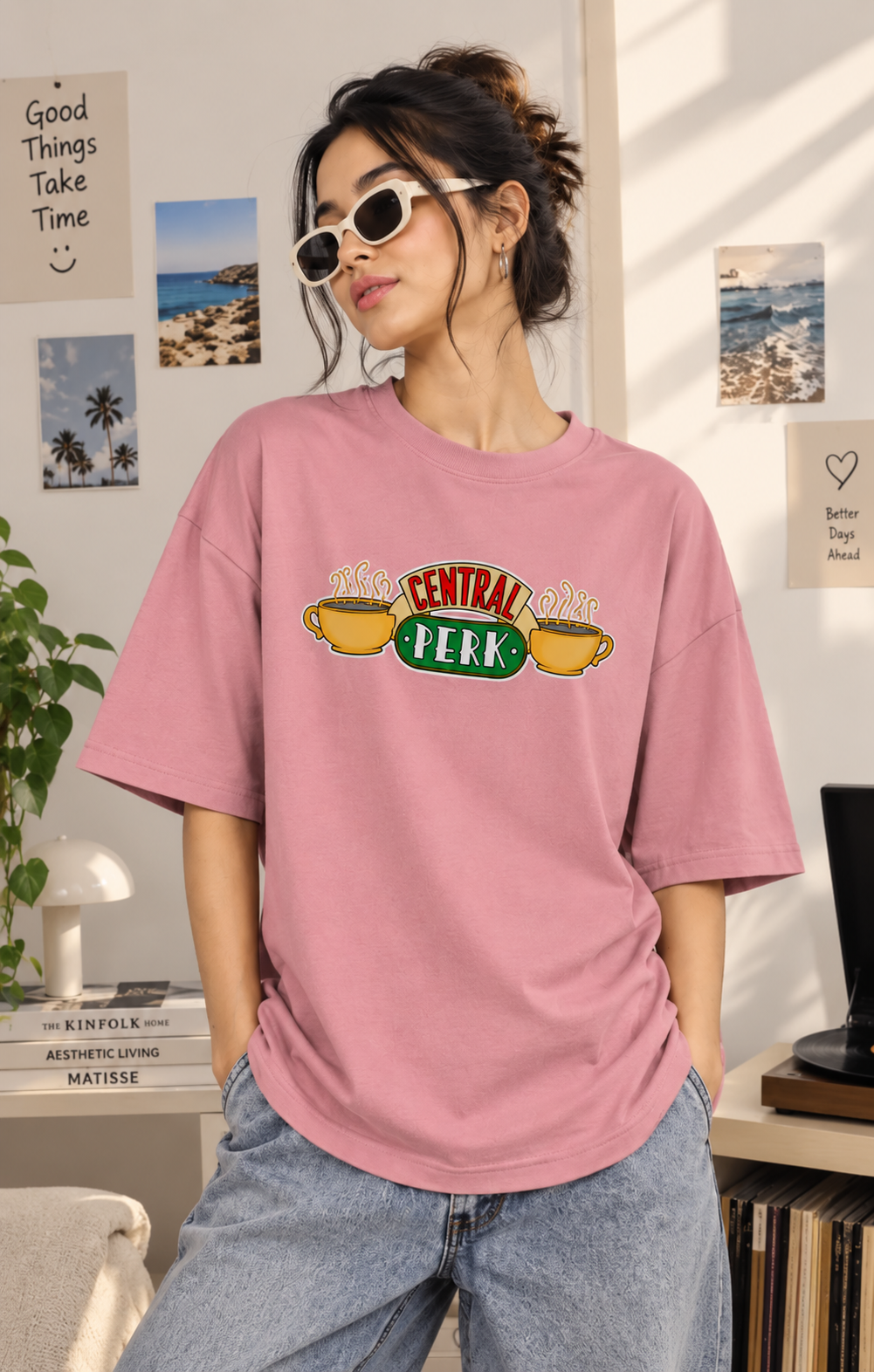 Womens Pink Oversized Tshirt