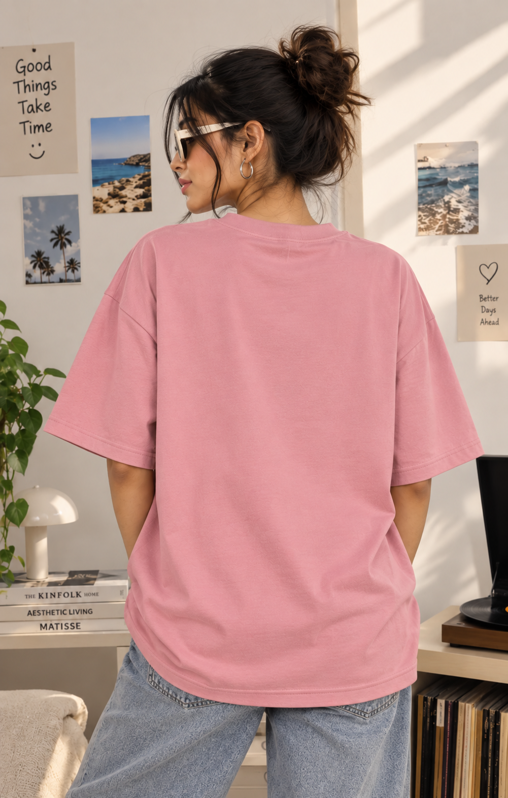 Womens Pink Oversized Tshirt